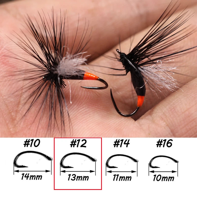 Bimoo 10PCS Size #12 Winged Black Ant Dry Fly Fishing Flies for Rocky River Trout Fishing Flies Artificial Bait Lures