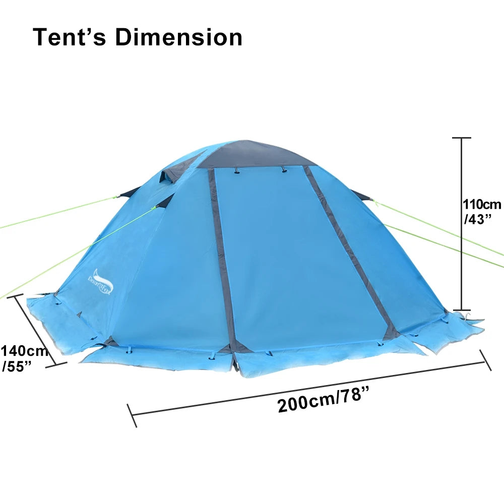 Desert & Fox Winter with Snow Skirt 2 Person Aluminum Pole Tent Backpacking Hiking Climbing Snow Weather