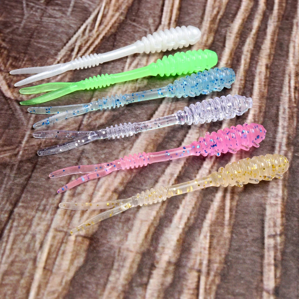 10pcs Fishing Soft Lure Wobbler Worm Isca Artificial AJING Swimbait Trout Lure TPR eco-friendly Material 53mm 0.4g Soft Worm