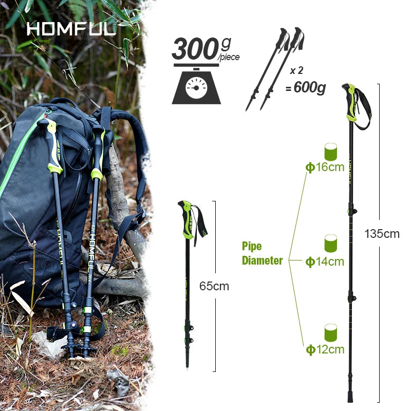 Homful/Hitorhike for Nordic walking sticks Ultralight Adjustable Telescopic Alpenstock Trekking Poles climbing