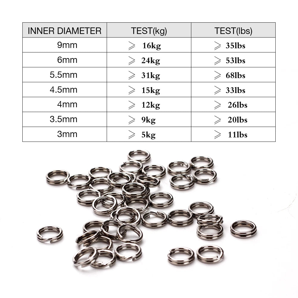 100Pcs Fishing Rings Stainless Steel Split Rings Fishing Tackle Strengthen Solid Ring Lure Connecting Ring Fish Accessories ring