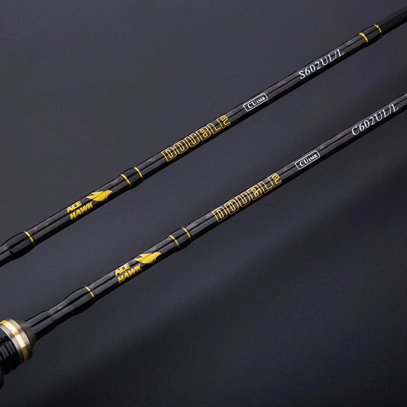 CU DOUBLE NEW 1.8m Lure Fishing Rod Fast Action UL/L Tips Carbon Spinning Rod 2 sections