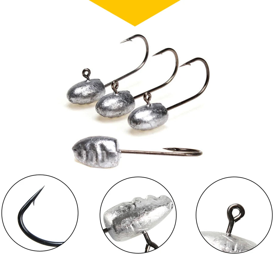 Exposed Oval Jig Head Jig Hooks 2g 3g 5g 7g 10g Ice Fishing Hook Raft Fishing Jig Head Hooks Micro Fishing Tackle