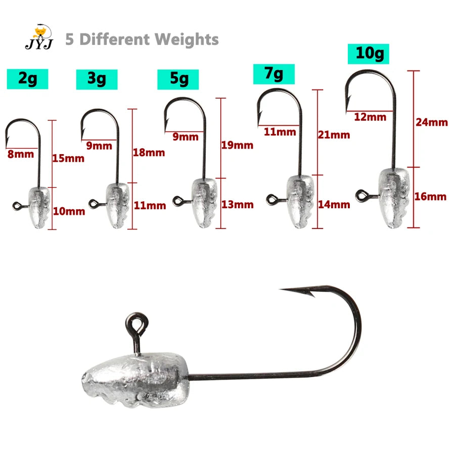 Exposed Oval Jig Head Jig Hooks 2g 3g 5g 7g 10g Ice Fishing Hook Raft Fishing Jig Head Hooks Micro Fishing Tackle