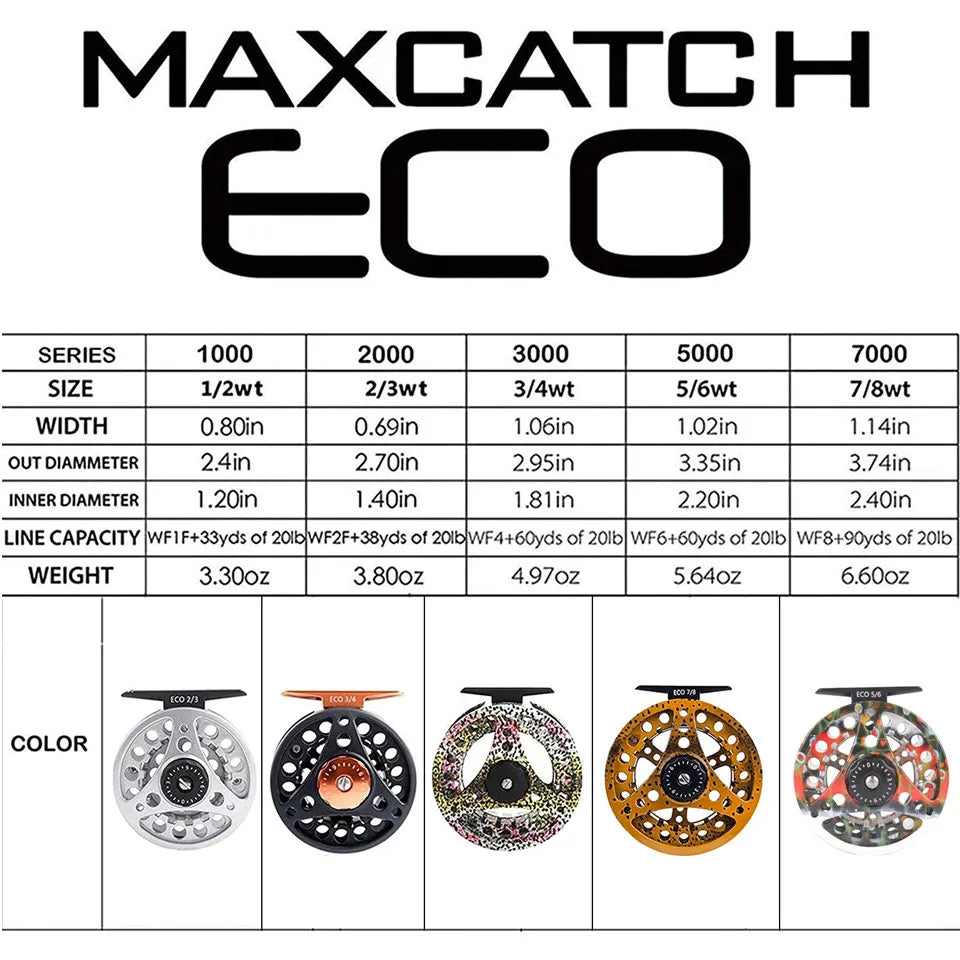 Maximumcatch High Quality ECO 2/3/4/5/6/7/8WT Fly Reel Large Arbor Aluminum Fly Fishing Reel Hand-Changed Fishing Reel