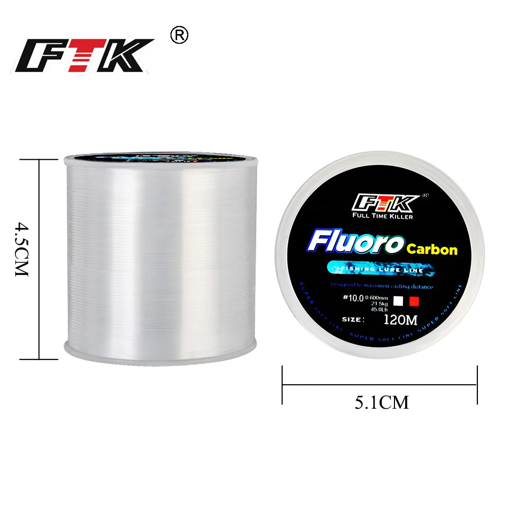 120M Fluorocarbon Coating Fishing Line 0.20mm-0.60mm 7.15LB-45LB Carbon Fiber Leader Fishing Sinking Line