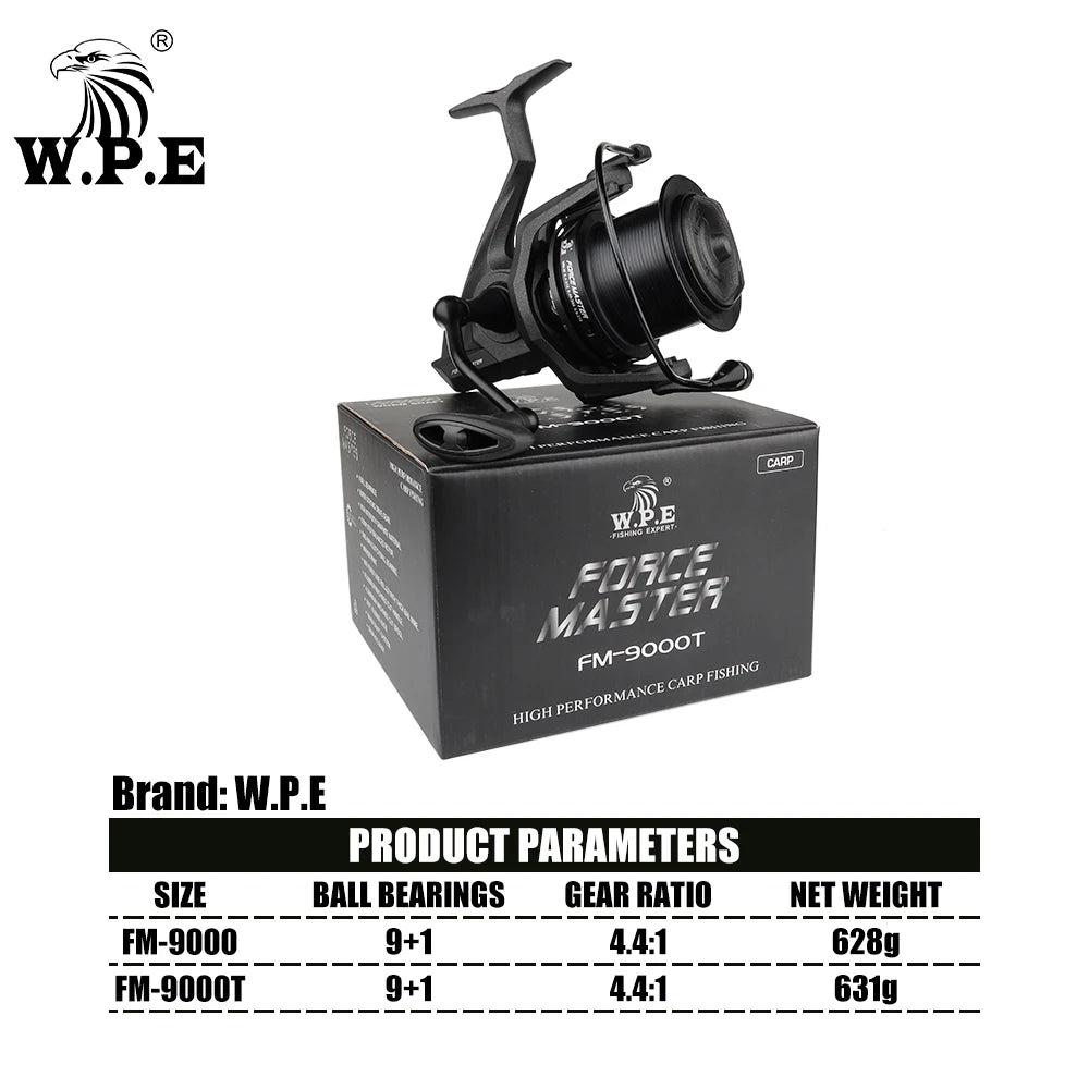 W.P.E FM9000 Carp Fishing Reel 9+1 Ball Bearings Spinning Reel 4.4:1 Gear Ratio Full Metal Line Spool Carp Fishing Tackle pesca