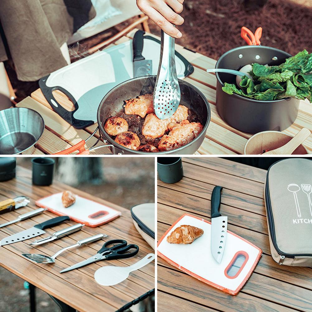 8 Pcs/set Outdoor Camping Cookware Set With Knife