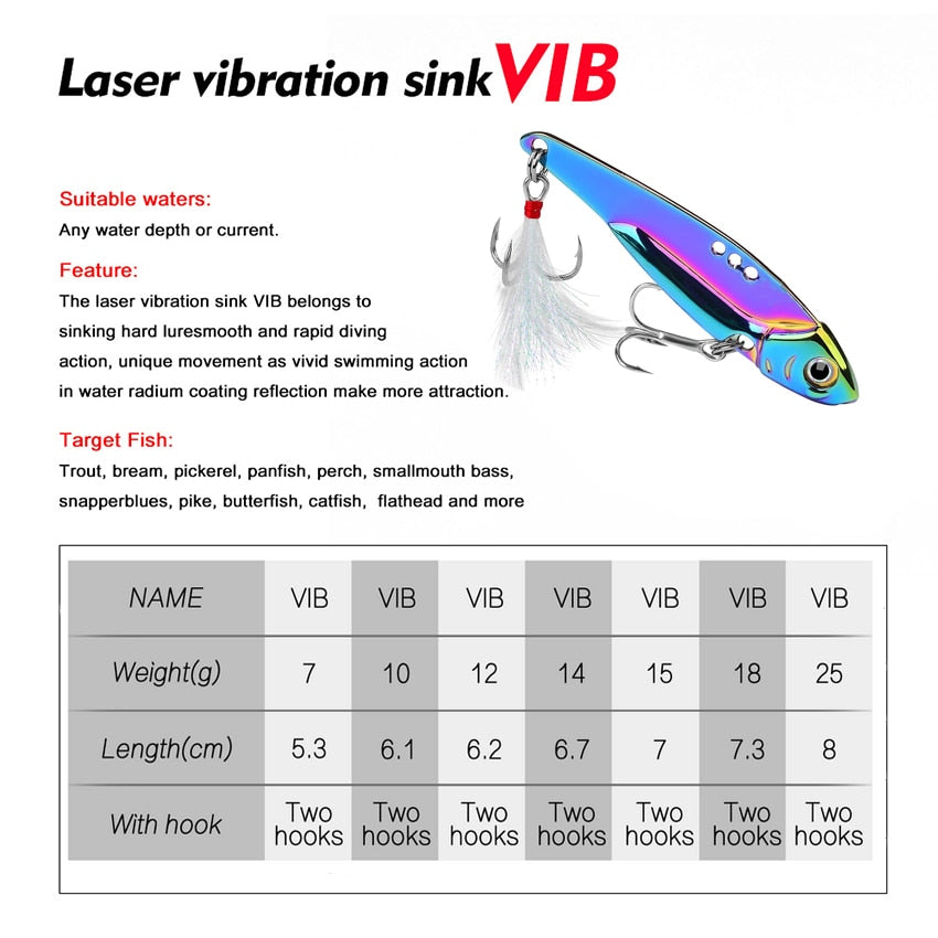 5PCS VIB Hard Bait Metal Blade Fishing Lure