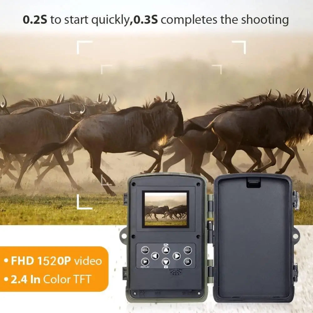 Outdoor 20MP 1080P Game Trail Camera Night Vision 0.2S Motion Activated Waterproof