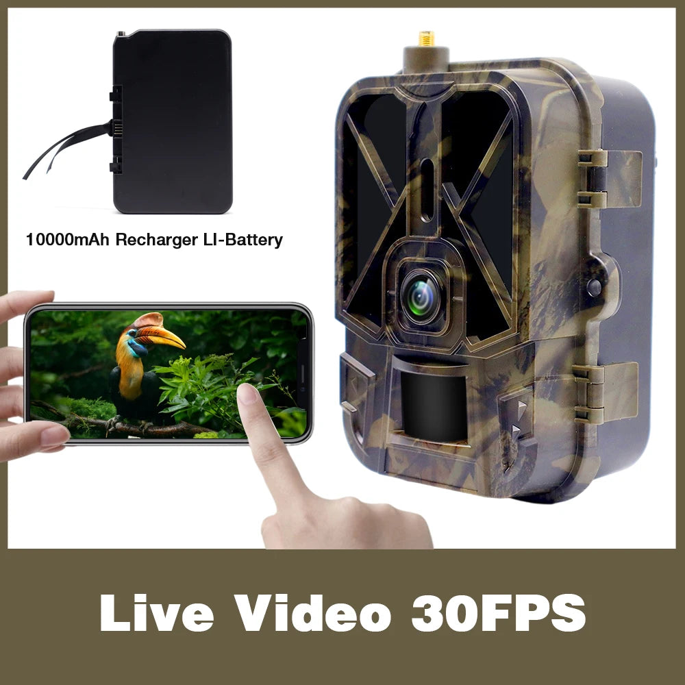 4K Live Stream Media APP Cloud Service Hunting Trail Camera 4G 30MP Night Vision