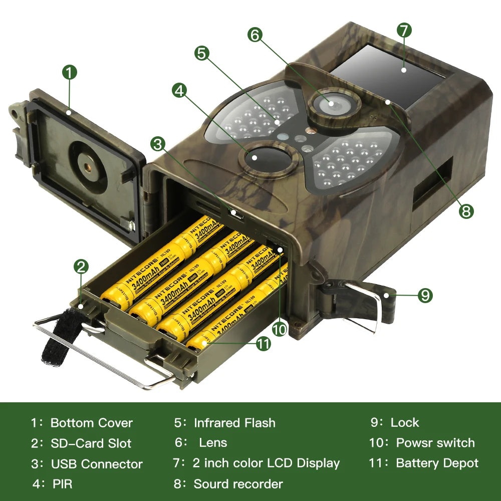 Night Vision Waterproof 12MP Hunting High-definition 2g Trail Camera Waterproof