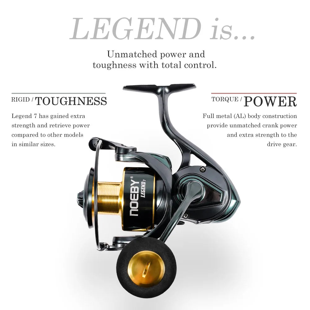 Noeby Spinning Fishing Reel 3000 4000 5000 6000 Max Drag 25kg Long Casting Aluminum Spool 5.2:1 Zinc Alloy Gear Fishing Reels