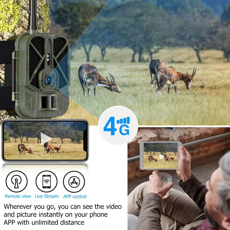 4G LIVE Video10000mah lithium battery Cellular Trail Camera 36MP4K