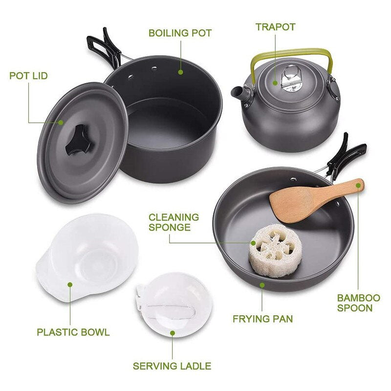 Camping Cookware Kit Outdoor Aluminum