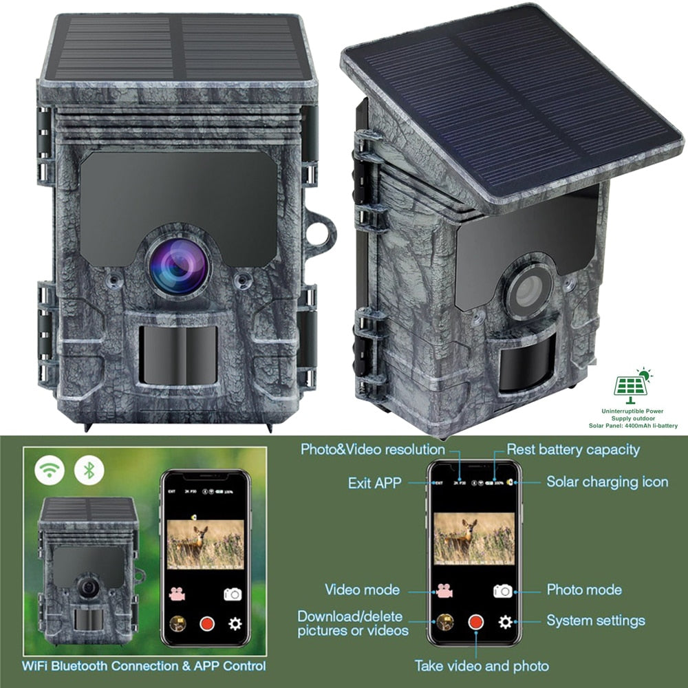 4K HD Trail Trap Camera with WiFi Solar Panel