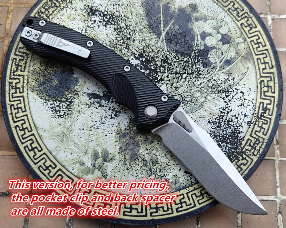 JUFULE New 137RL Manual Real Carbon Fiber / G10 Ball Bearings Mark M390MK, Folding Camp Knife