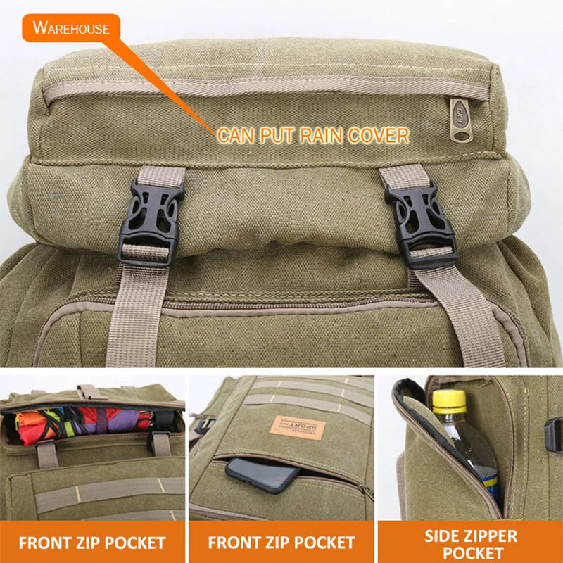 70L Camping Backpack Men Bags Military Tactical Rucksack For Outdoor Climbing Hiking Travel Back Packs mochila hombre XA84D