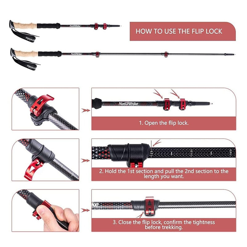 Naturehike Trekking Poles 2pcs Carbon Fiber