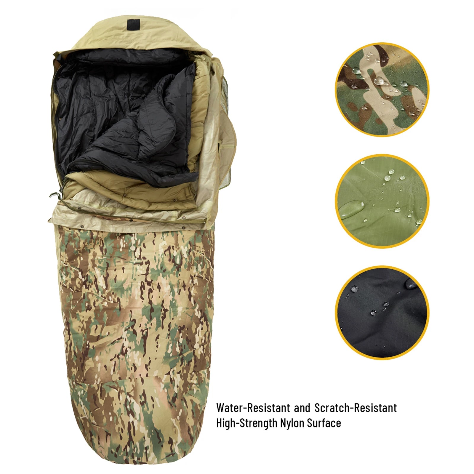 Akmax Army Military Modular Sleeping Bags System, Multi Layered with Bivy Cover for All Season, Woodland/Multicam