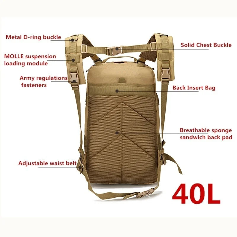 20L/40L Outdoor Rucksacks Tactical Backpack Sports Camping Hiking Trekking Fishing Hunting