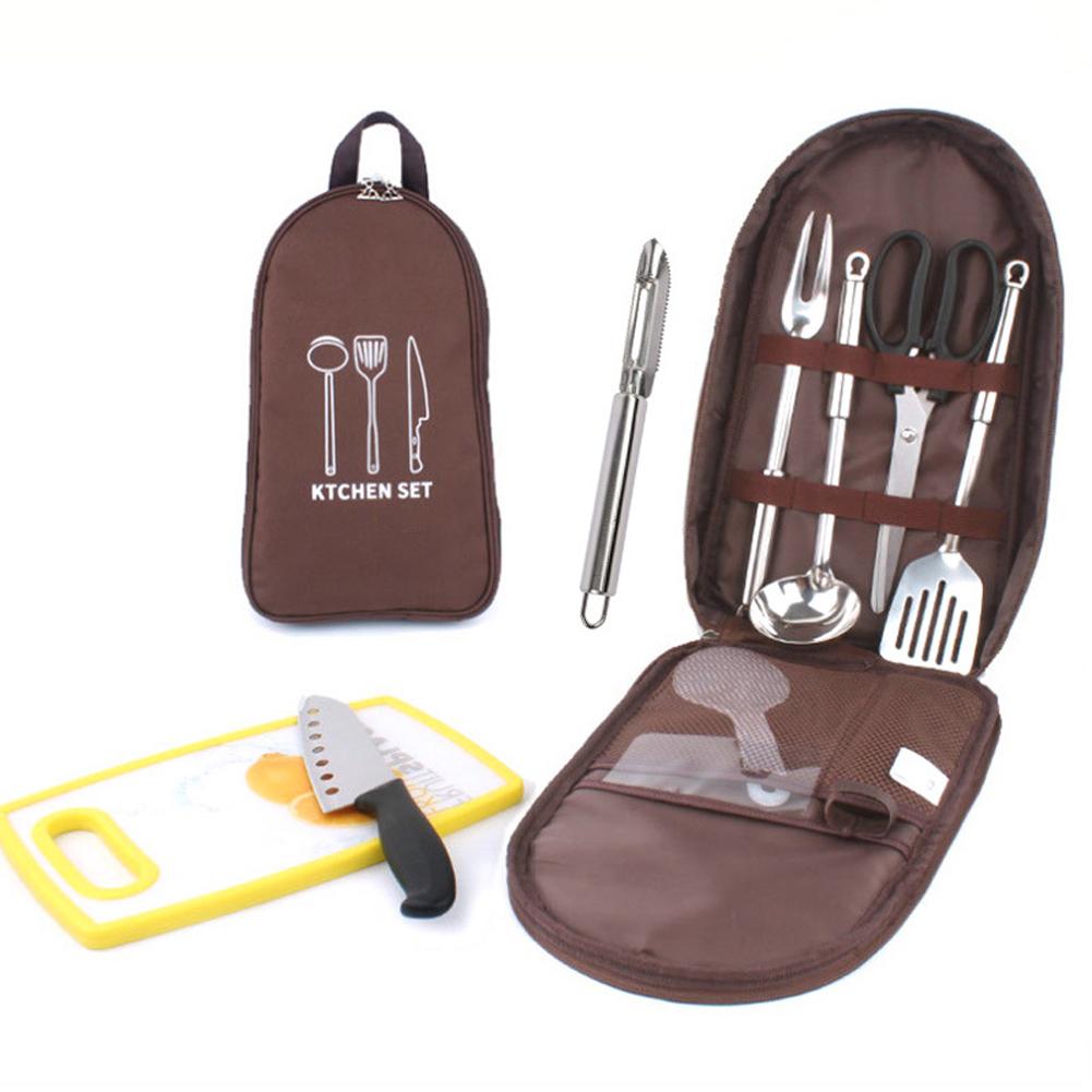 8 Pcs/set Outdoor Camping Cookware Set With Knife